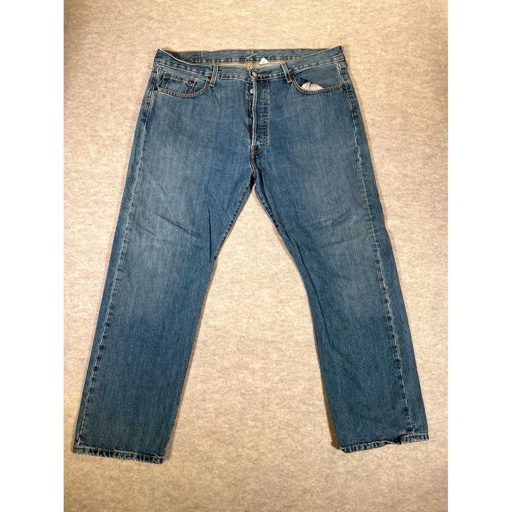 Levis 501 Original Fit Jeans Mens 40x30 Blue Denim Cotton High Rise Straight Leg